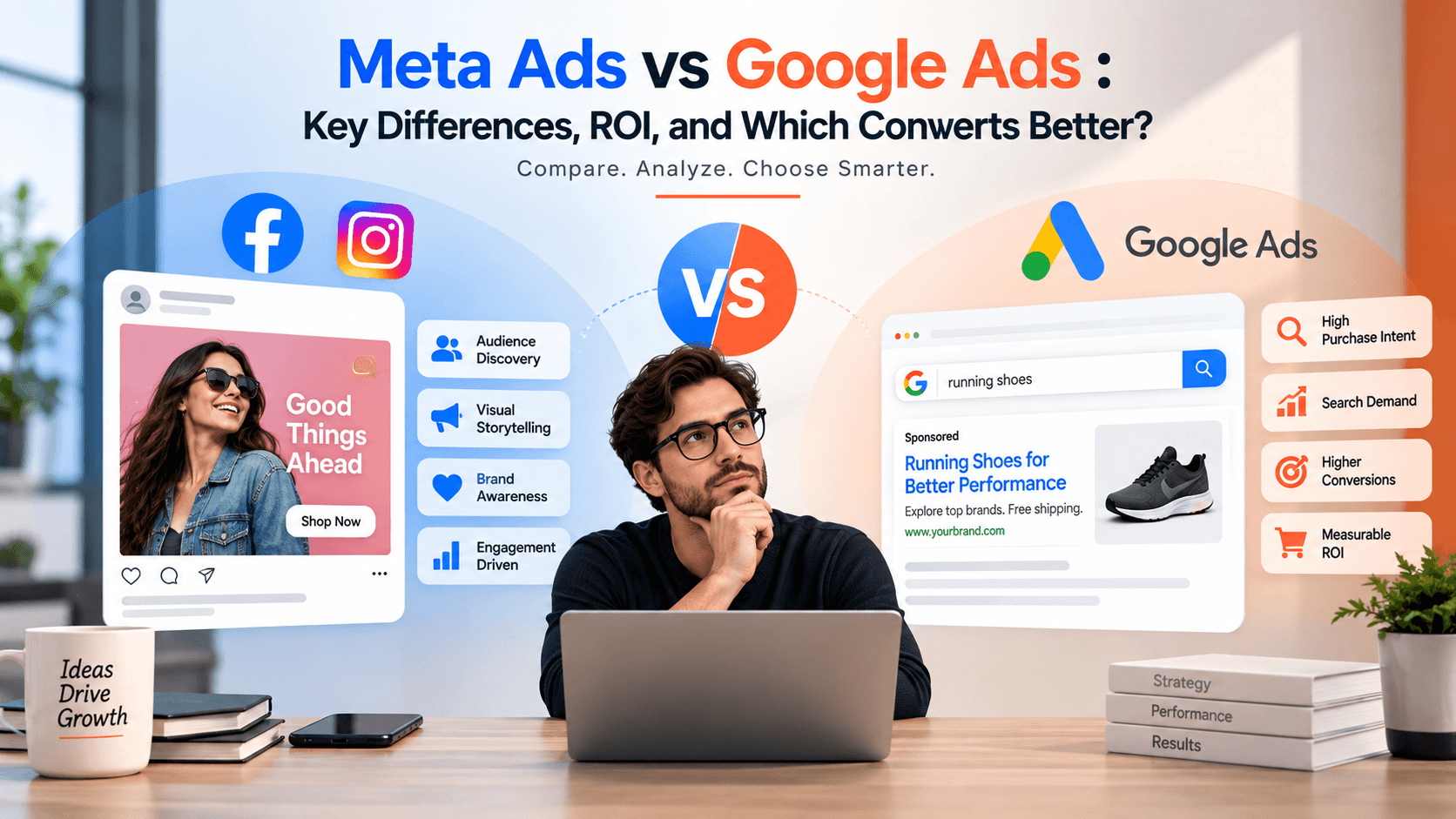 Meta Ads vs Google Ads: ROI, Differences & Conversions