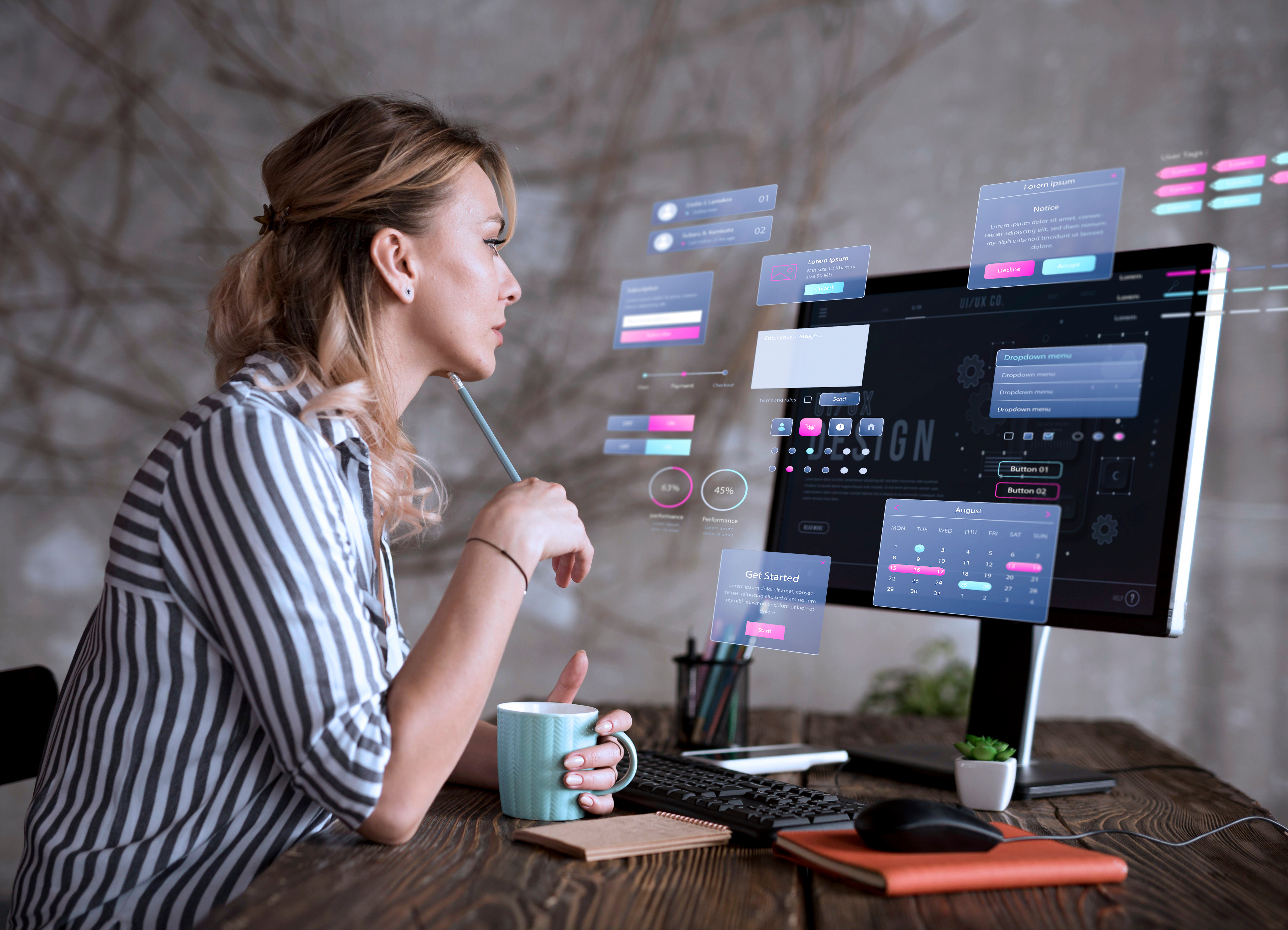 Designer reviewing user experience interface screens