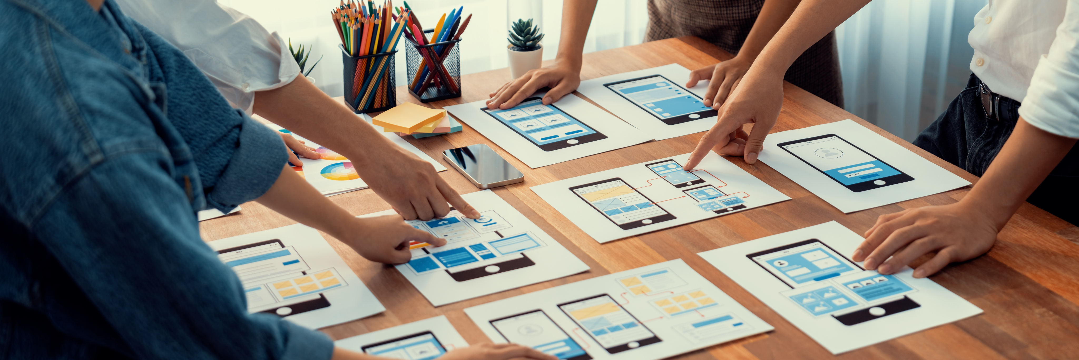 Mobile UX design paper wireframe brainstorming