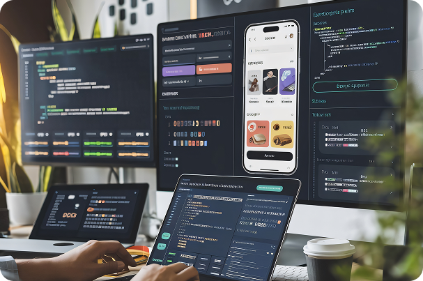 Web development dashboard and responsive application screens